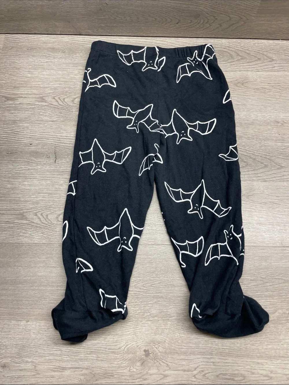 Carter's Black Pajama Pants with White Bat Print C25